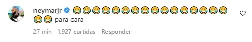 Neymar reagindo a postagem de Marcos