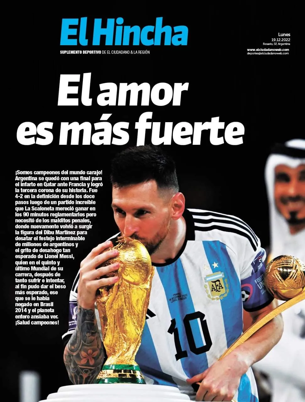 O argentino El Hincha se declara: 'O amor mais forte.