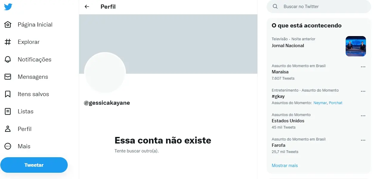 Conta de Gkay desativada no Twitter