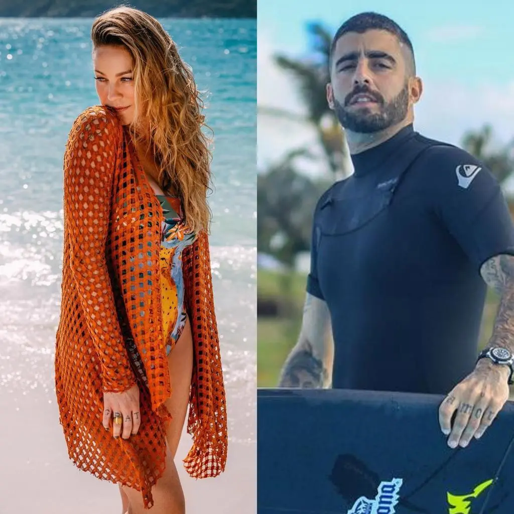 montagem com fotos de luana piovani e pedro scooby