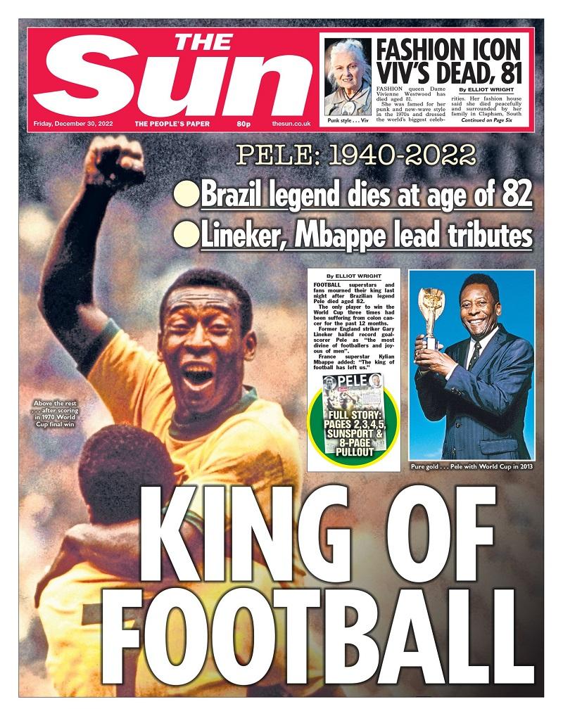 Imagem mostra Pelé comemorando gol