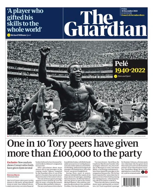 A capa do The Guardian traz: 