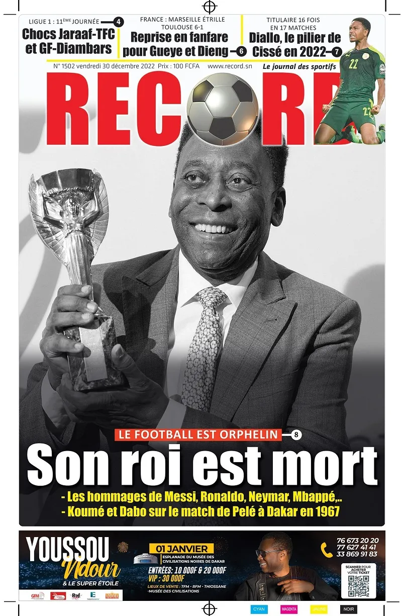Capa do Jornal Record, de Senegal.