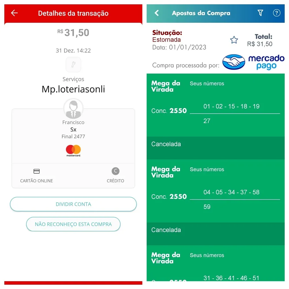 Aposta contendo números sorteados foi estornada no dia 1º de janeiro