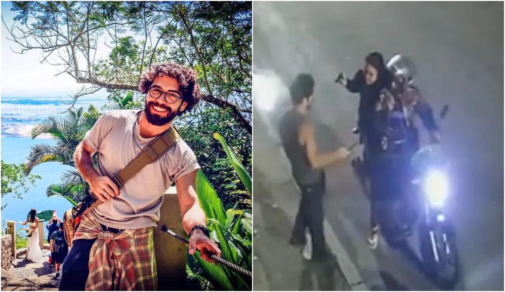 Montagem de fotos mostra, à esquerda, uma foto do guia turístico e, à direita,