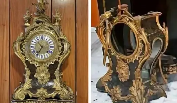 Antes e depois de relógio histórico