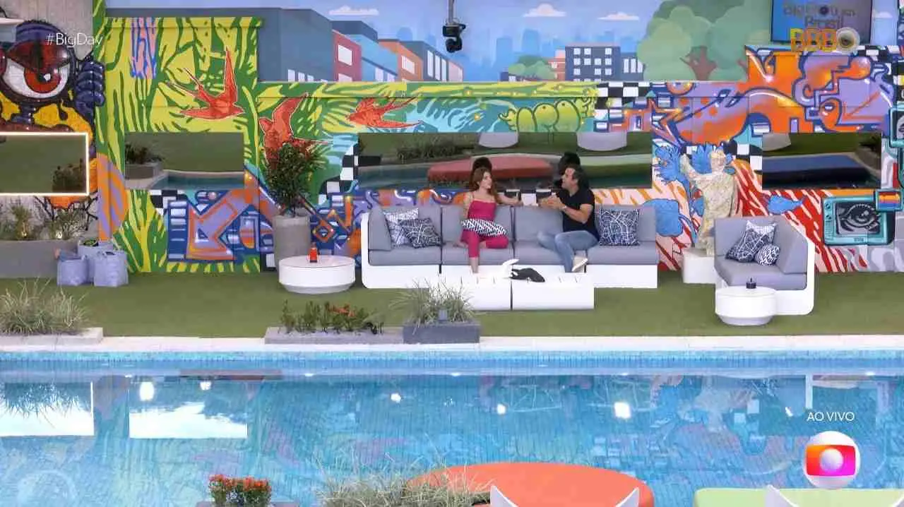 thadeu e ana clara mostram a piscina do bbb