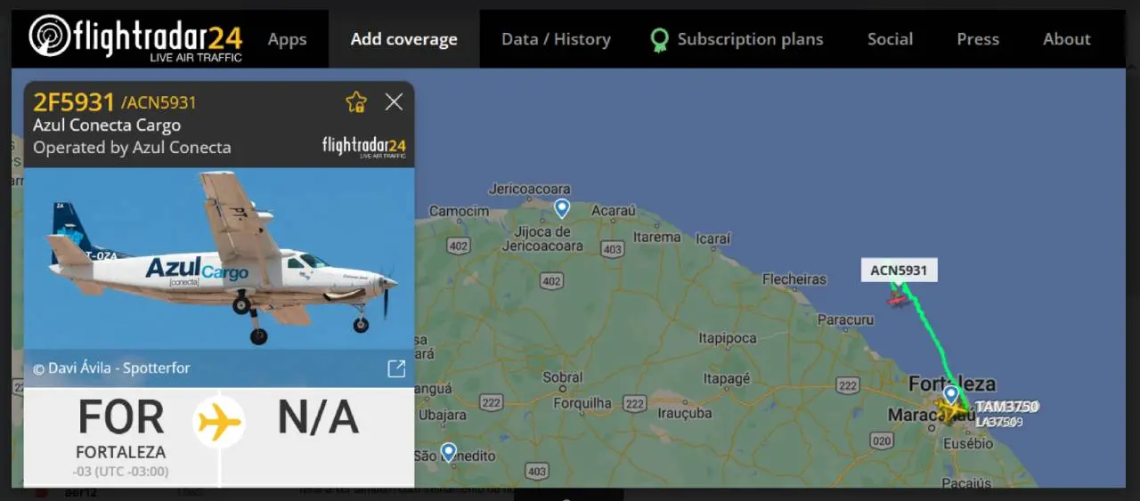 Voo de instrução de aeronave cargueira da Azul Conecta