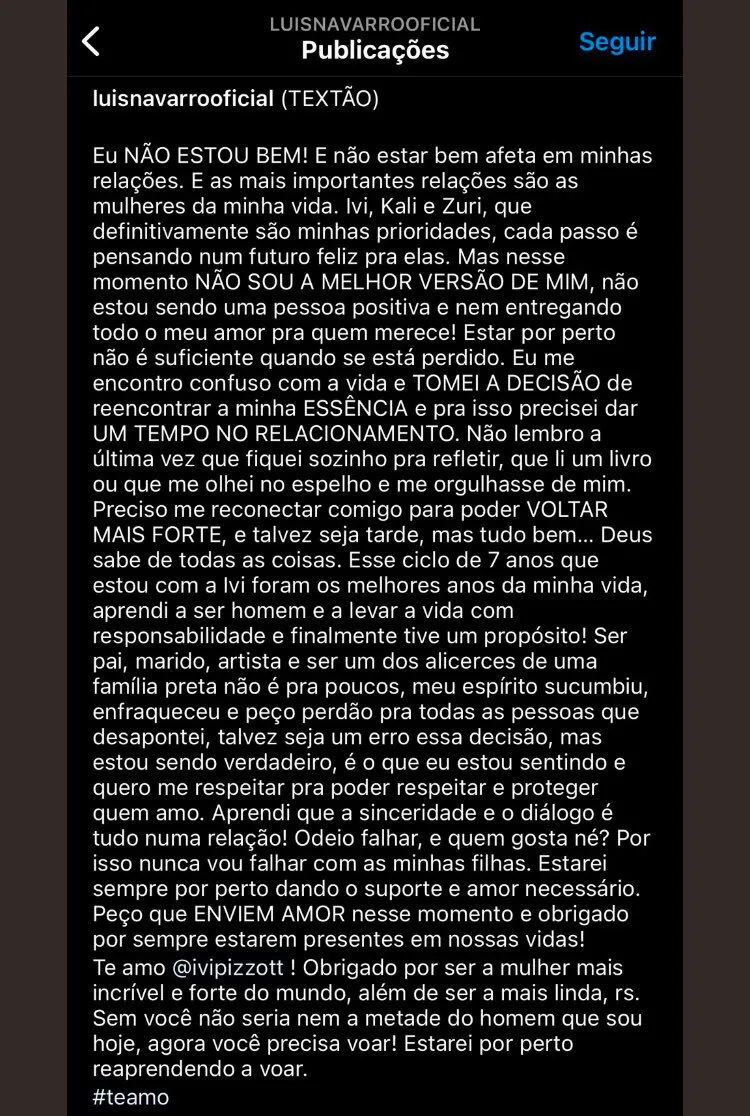 Post do ator gerou discussões na web sobre os papeis parentais