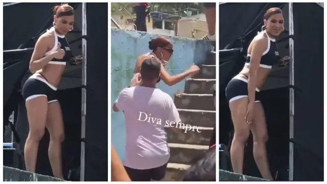 Anitta grava clipe na comunidade Tijuquinha, na Zona Oeste do Rio de Janeiro