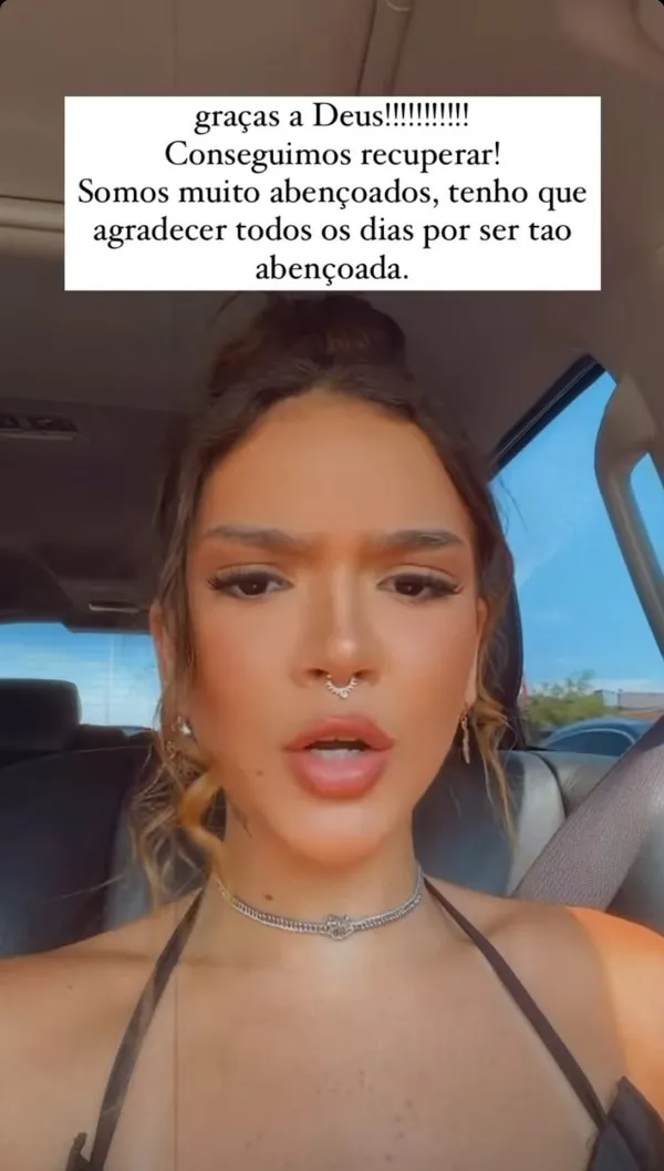 A atriz compartilhou no Instagram que conseguiu resgatar os bens.