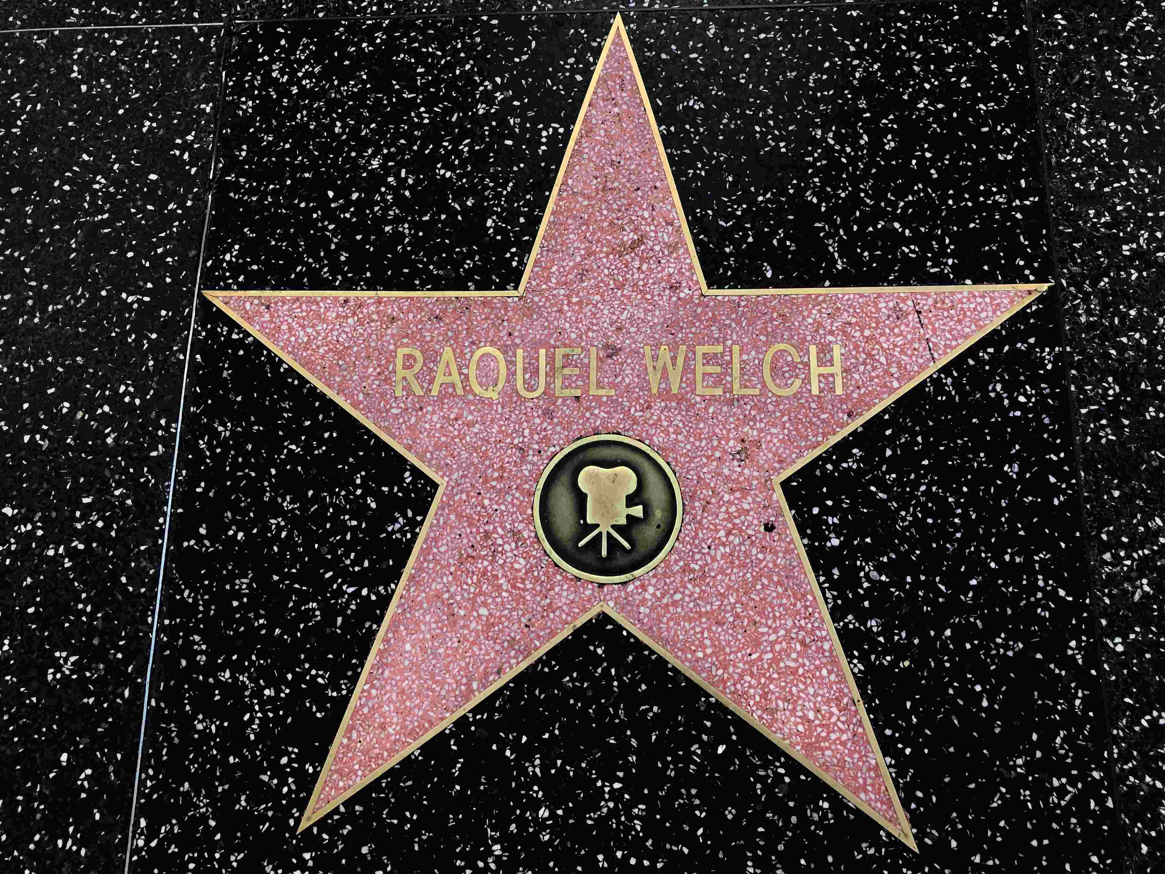 A estrela da Calçada da Fama de Hollywood da atriz Raquel Welch