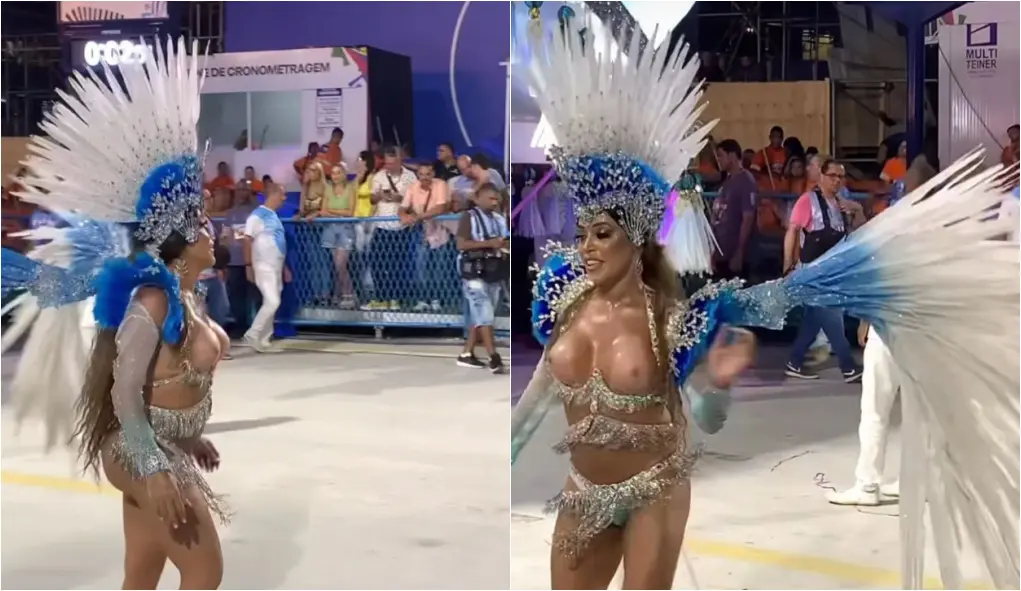 Mulher Abacaxi desfila de topless