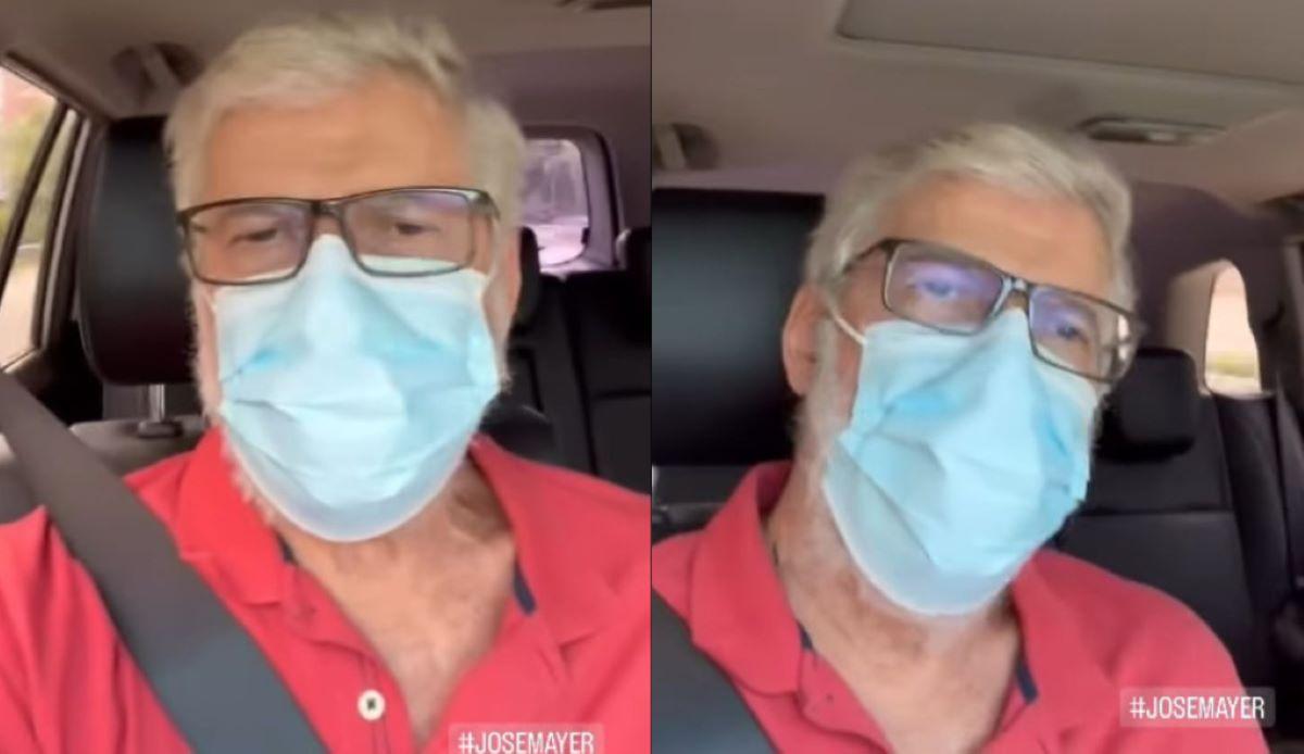 José Mayer de máscara dentro do carro