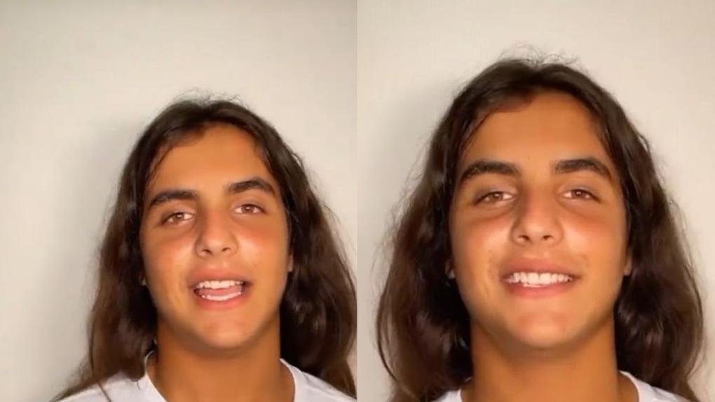 Marcelo Sangalo com cabelo grandes em vídeo antes de cortar