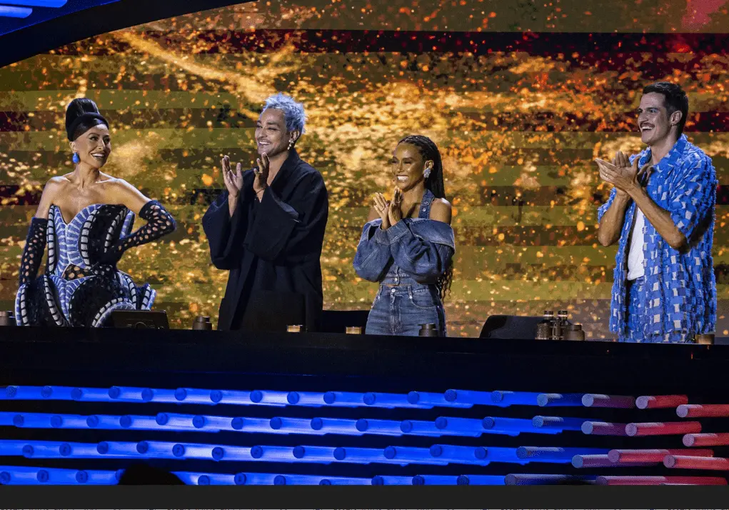 Taís Araújo, Sabrina Sato, Mateus Solano e Eduardo Sterblitch no 'The Masked Singer Brasil'