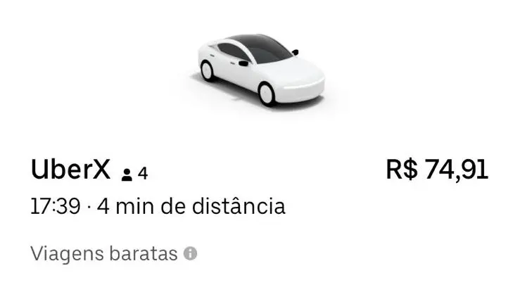 print valor do Uber
