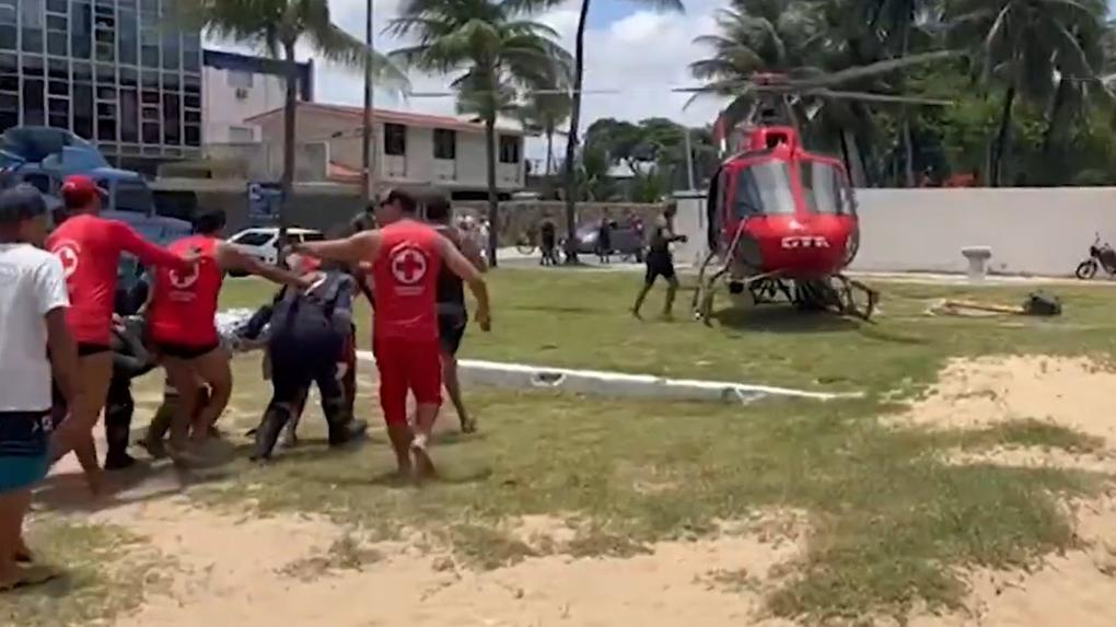 Vítima foi socorrida pelo helicóptero do Samu