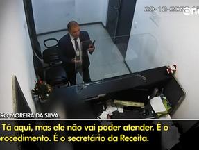 Trecho do vídeo obtido com exclusividade pelo g1 mostra momento em que enviado de Bolsonaro tenta recuperar joias na Receita Federal