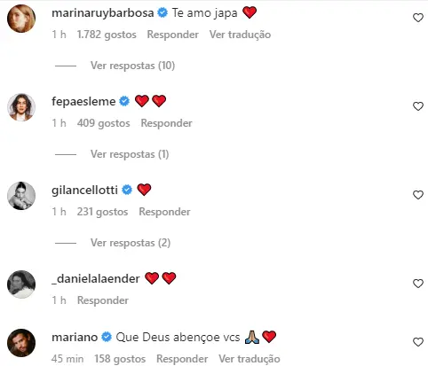 Comentários na postagem de Sabrina