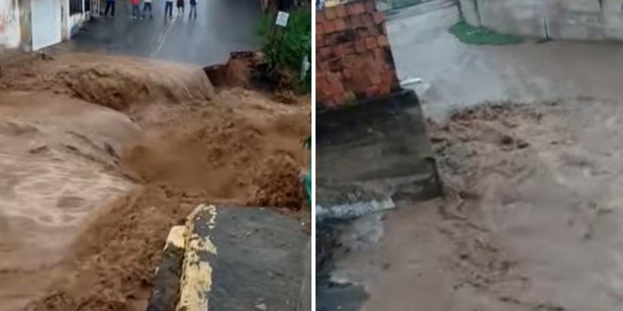 passagem molhada desaba e cria cratera em Porteiras