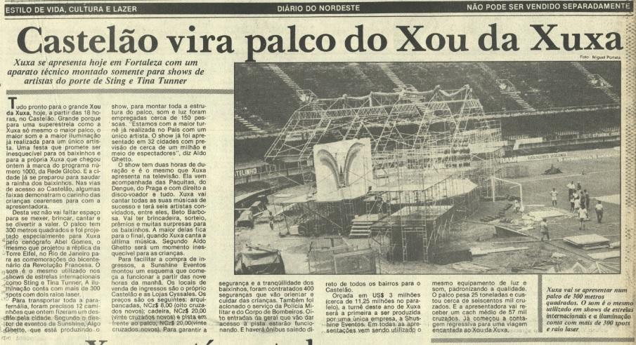 Matéria do Diário do Nordeste sobre programa especial de Xuxa