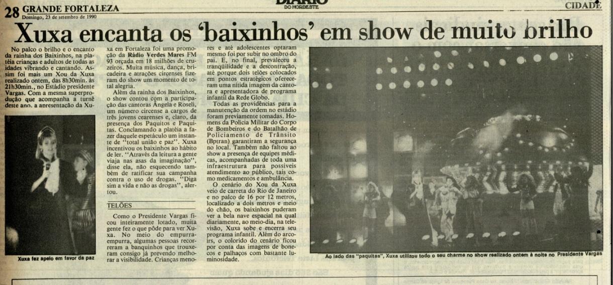 Xuxa em apresentação do Estádio Presidente Vargas