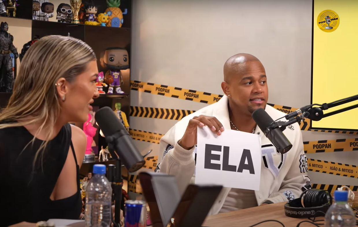 lore improta e leo santana durante o podpah