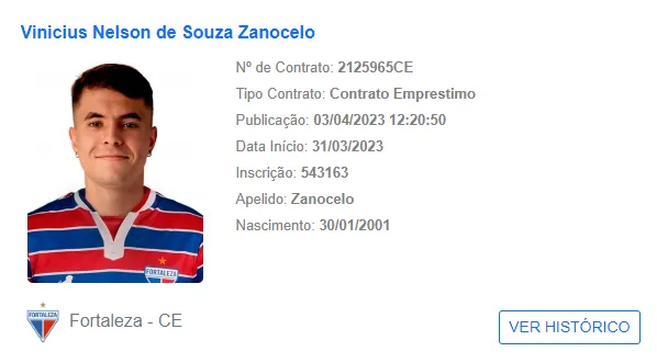 O meia Zanocelo foi regularizado nesta segunda-feira e pode estrear pelo Fortaleza