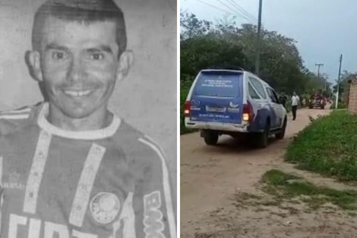 Print de pessoa que morreu e viatura de polícia interceptando carro funerário
