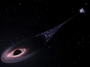 buraco negro cruzou o espaço e deixou um rastro de estrelas