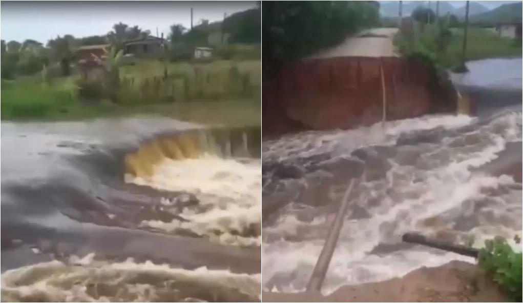 parede de açude em Maranguape se rompe