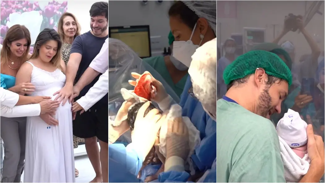 Montagem de fotos mostra trechos do vídeo publicado por Viih Tube do nascimento de Lua