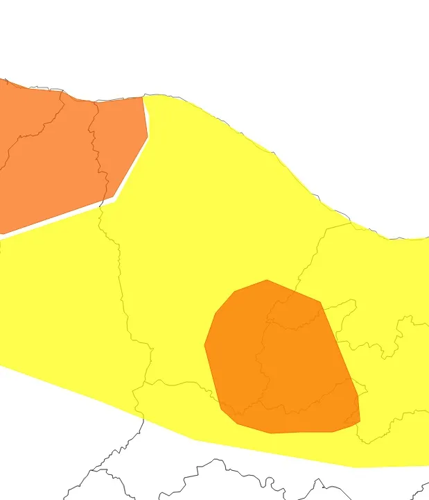 Mapa das áreas afetadas no Ceará