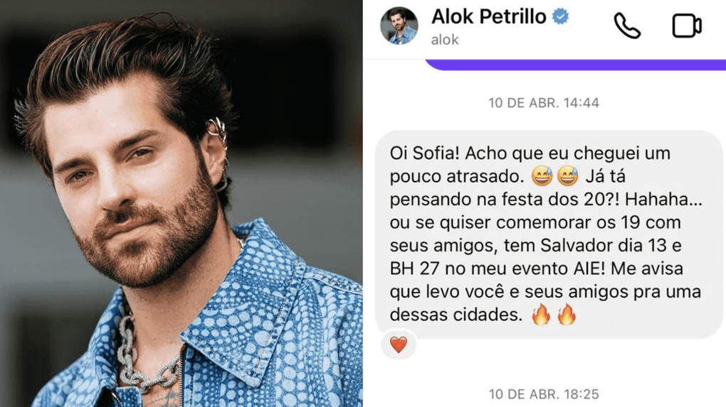 Alok responde Sofia Espanha após 5 anos e a convida para show