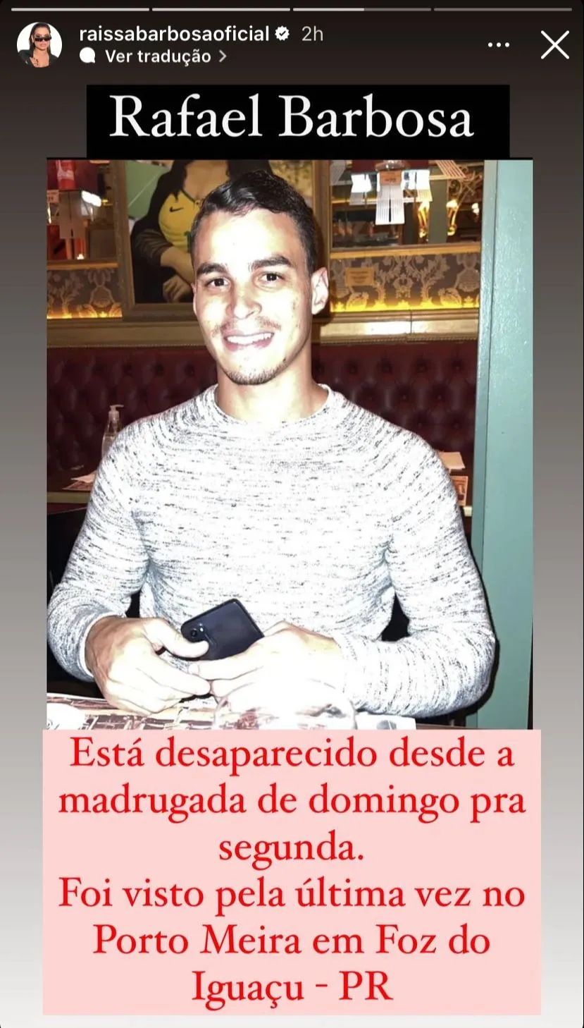 O irmão da influenciadora desapareceu na madrugada da segunda-feira (24).
