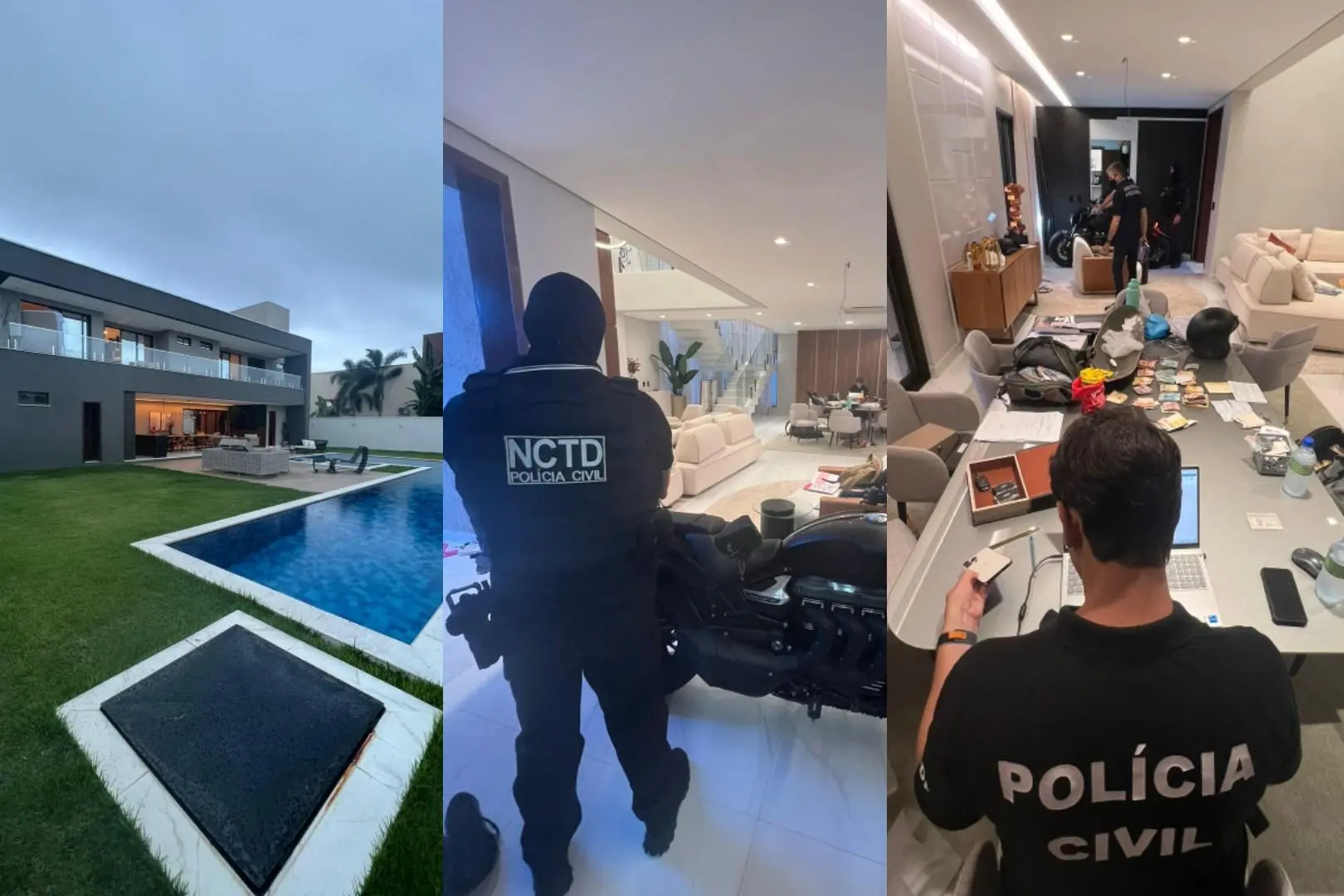 Polícia apreendeu carros e dinheiro em mansão