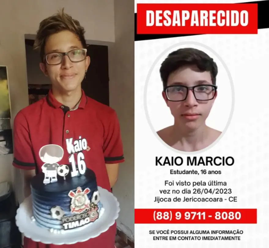 Kaio está desaparecido há cerca de uma semana