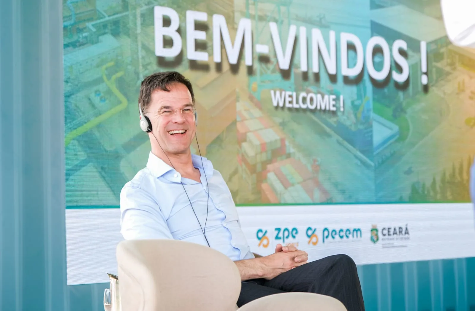 Primeiro-ministro dos Países Baixos, Mark Rutte, em evento no Porto do Pecém