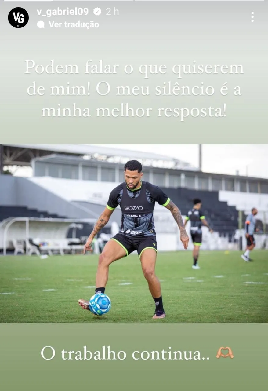 Vitor Gabriel fez publicação em sua rede social afirmando que o silêncio dele será sua melhor resposta