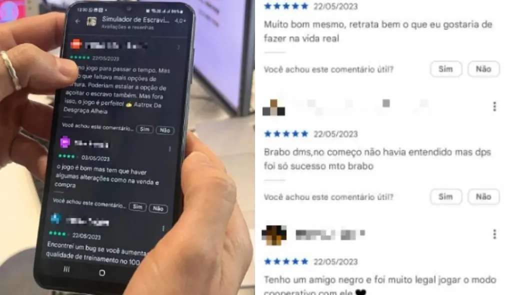 Comentários sobre o jogo que simula escravidão