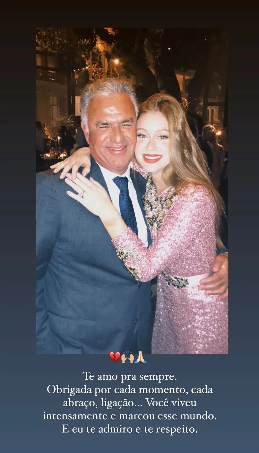 Print de homenagem publicada por Marina Ruy Barbosa ao antigo sogro, Alexandre Negrão, após anúncio da morte dele