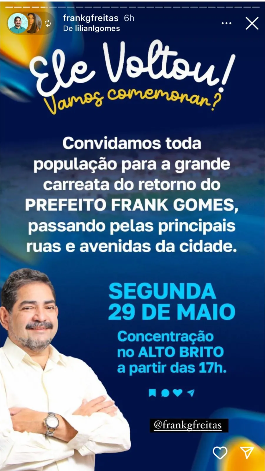 O prefeito convocou a população para uma carreata nesta segunda-feira (29).