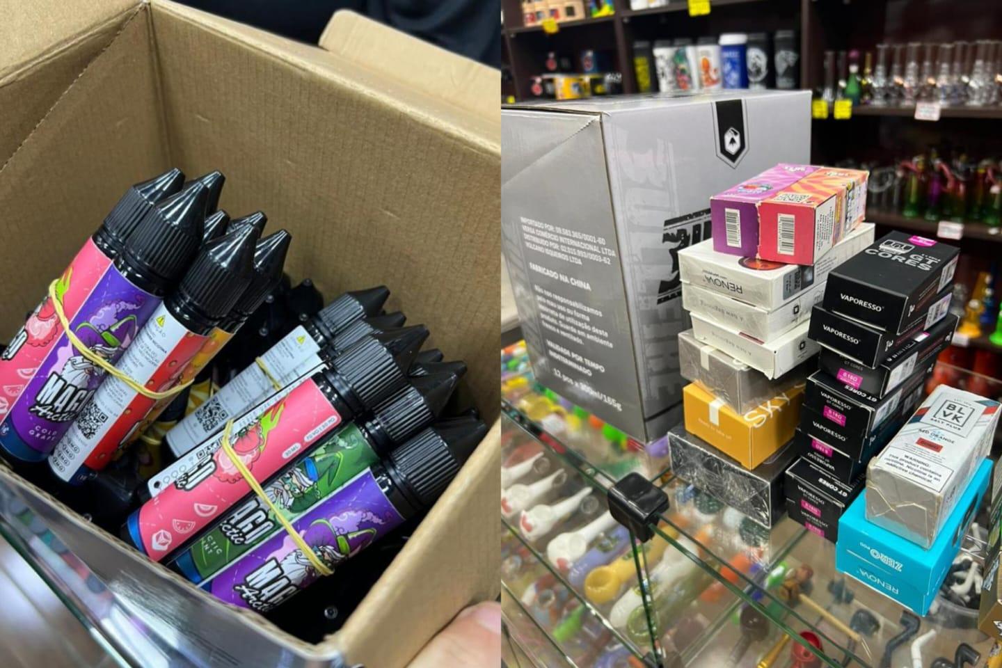 Material apreendido em um dos comércios investigados