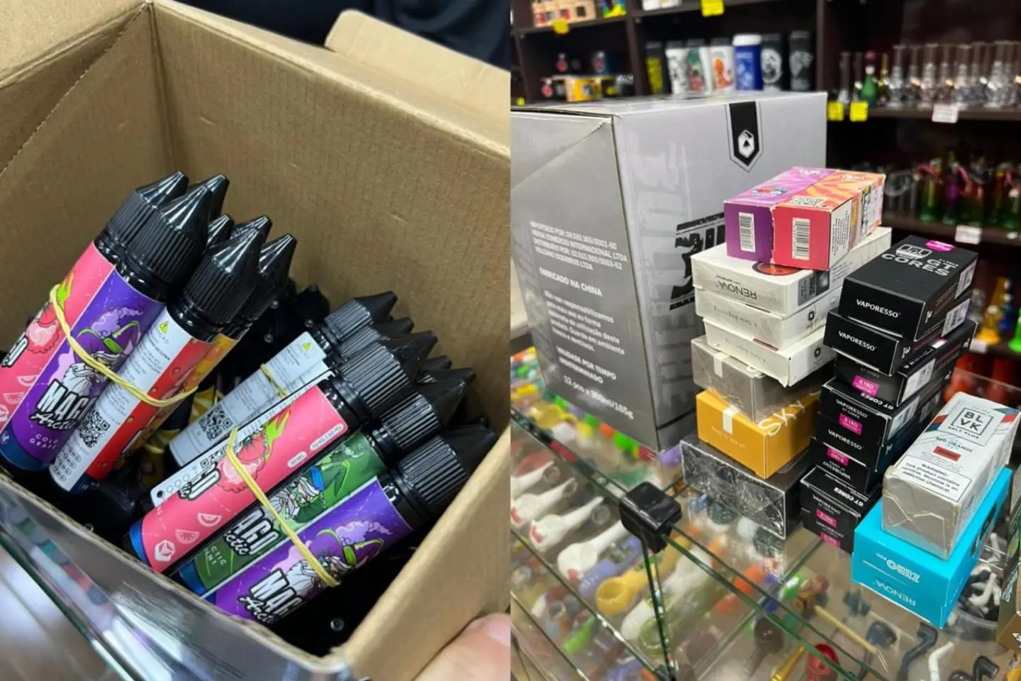 Material apreendido em um dos comércios investigados