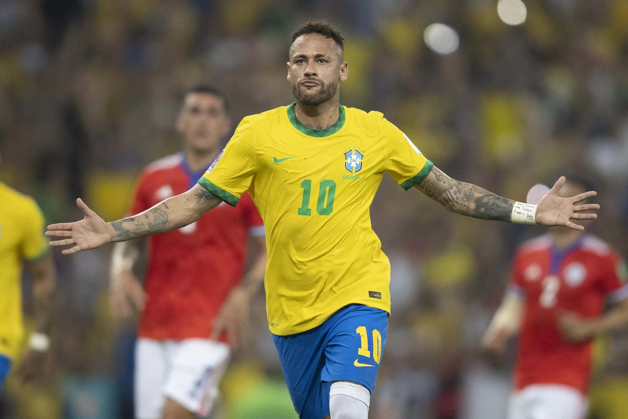 Neymar em ação com a camisa da Seleção Brasileira