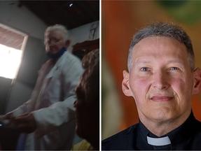 Montagem de fotos mostra o suspeito à esquerda e o padre Marcelo Rossi à direita
