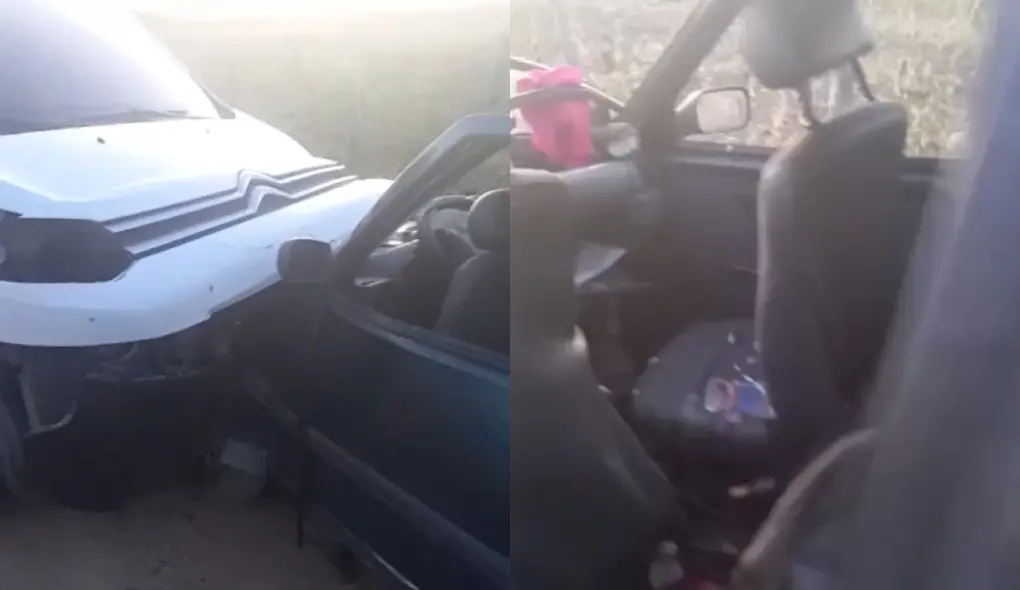 fotos de colisão frontal entre dois carros