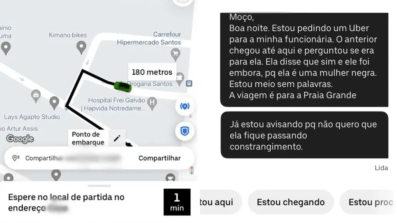 Print de telas do aplicativo uber