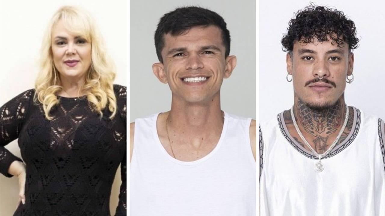 Montagem com imagens de divulgação de Ana Paula Almeida, Tiago Dionisio e Murilo Dias em A Grande Conquinsta